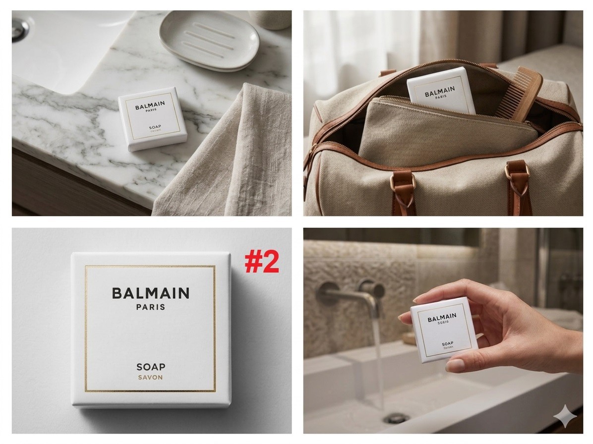 #2 BALMAIN Paris Luxury Brand Square Soap Sabon Savon 35g 1.22 oz x 5 NEW