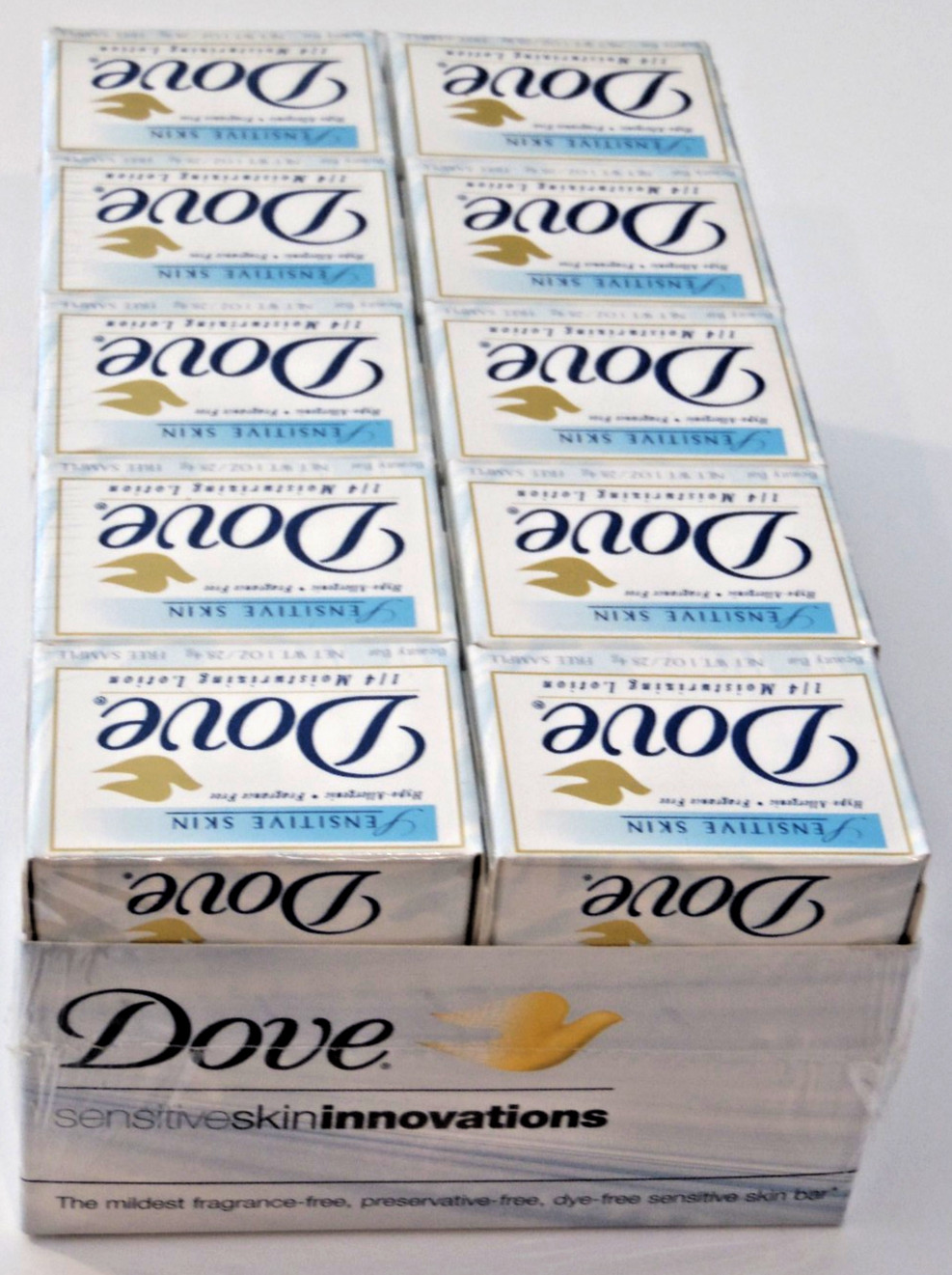 Vtg 30 Cnt Box bulk Dove Sensitive Skin 1/4 Moisturizing Bar Soap 1 Oz Mini 2002