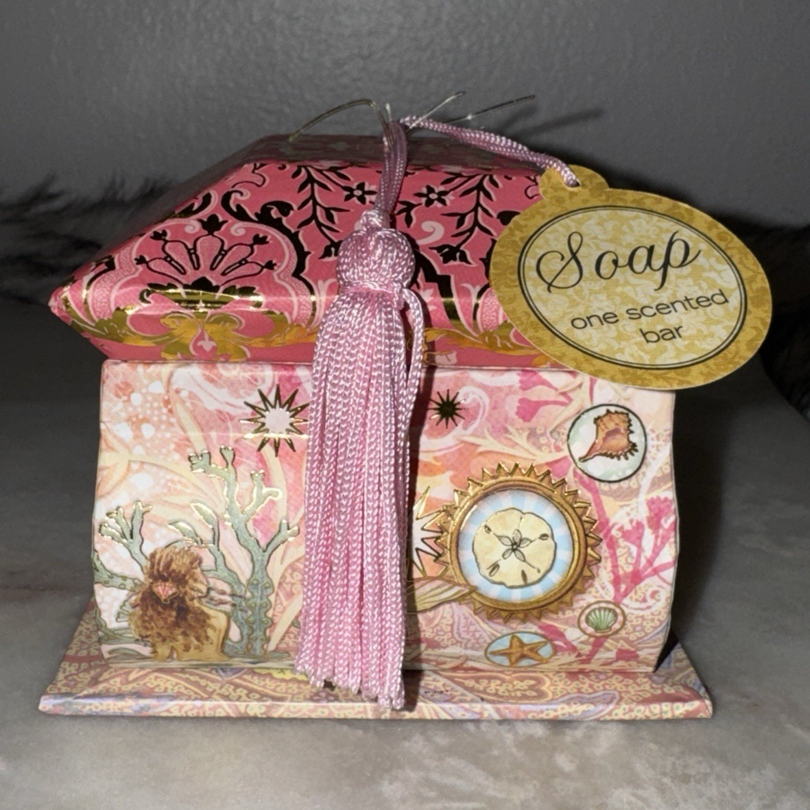 Floral Decorative Box Body Bar Soap for Body & Hands, Beige, Rectangular, Women