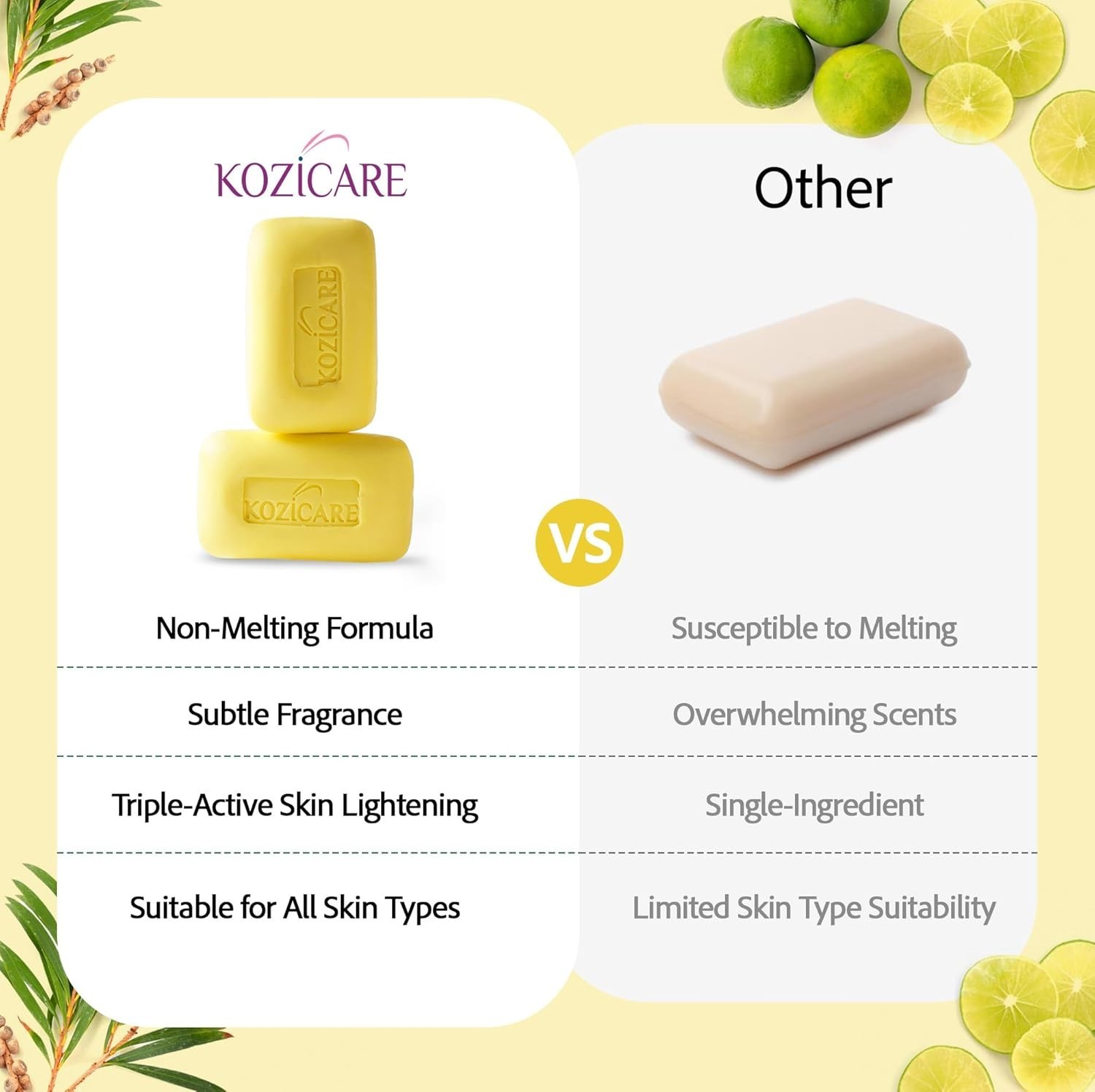 Kozicare Skin Lightening Soap 75 gm Enriched with Lemon & Tea Tree(Pack of 3)