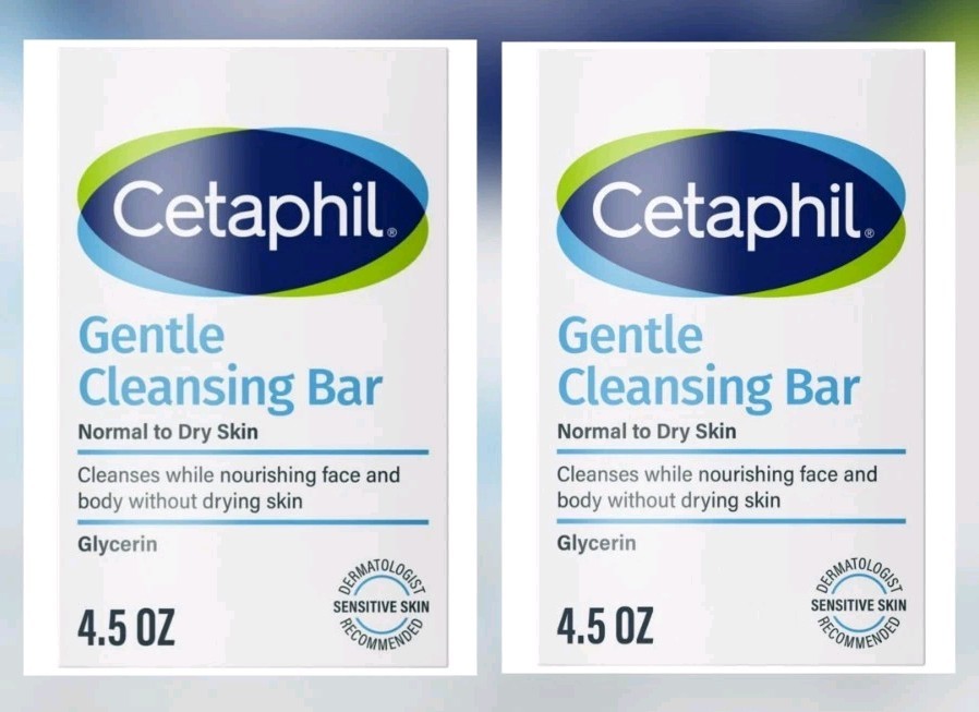 Lot Of 2 Cetaphil Gentle Cleansing Bars for Sensitive Skin Full Size Bars 4.5 oz
