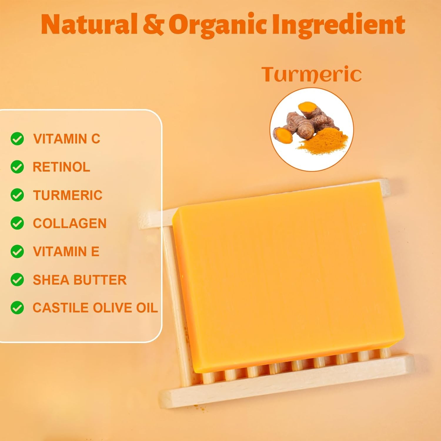 3Packs Turmeric Soap Bar, Organic Tumeric Soap for Face and Body, Lemon Turmeric