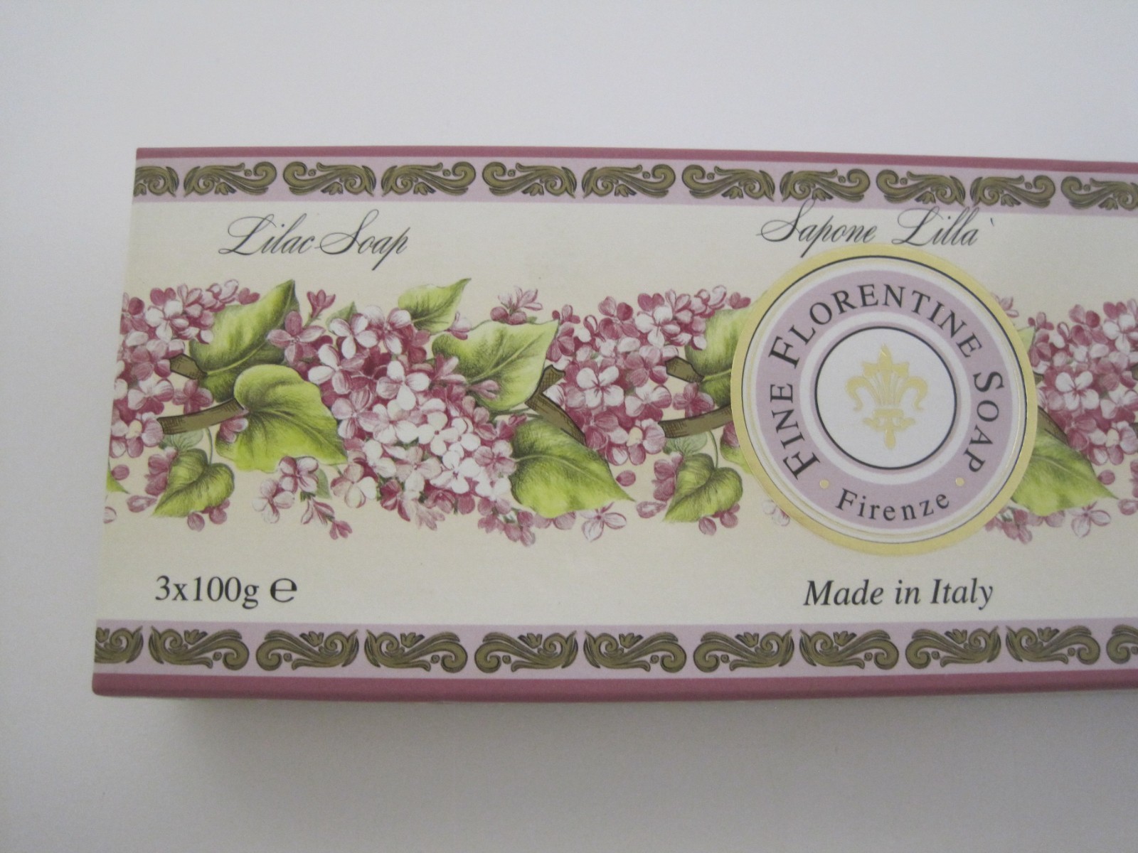 Firenze Fine Florentine Lilac Soap 3 Pcs 3.5 oz Each Made in Italy Gift Box NEW