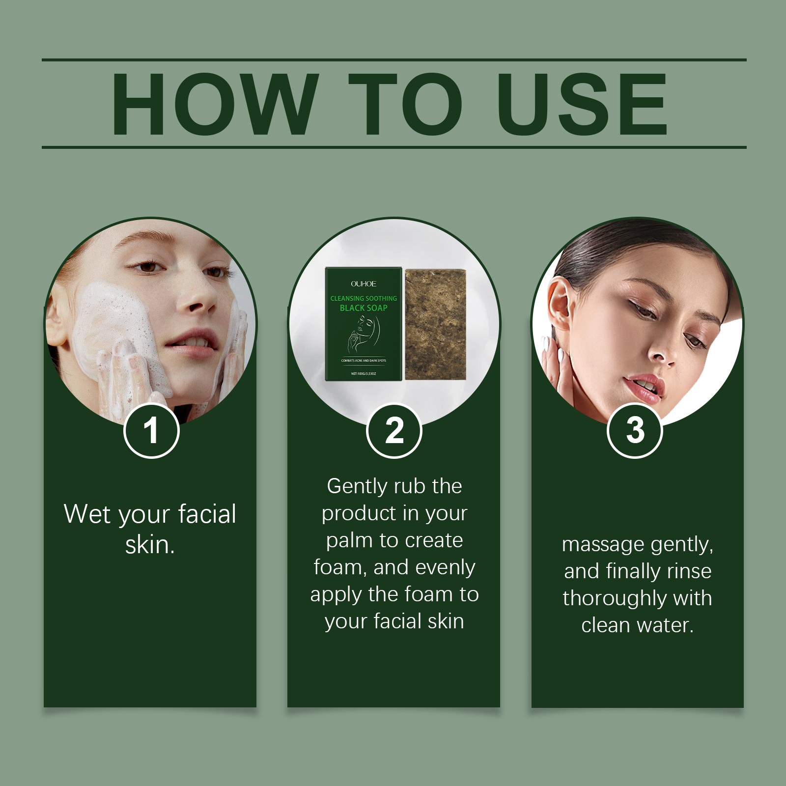 Gentle Facial Soap for Oily & Acne-Prone Skin, Moisturizing Pore Cleansing