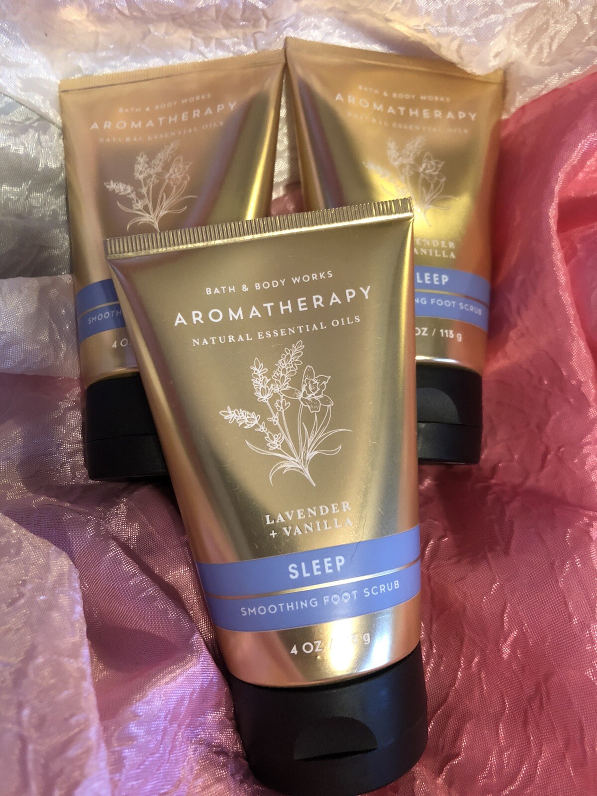 3 X Bath Body Works Sleep Lavender + Vanilla Smoothing Foot Scrub Aromatherapy