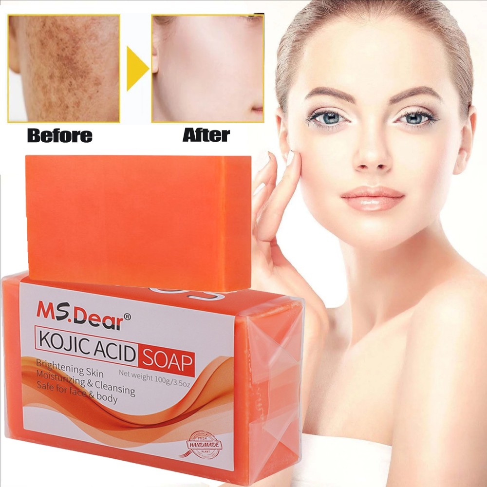 1Pcs Kojic Acid Soap Dark Spot Whitening Turmeric Skin Bleaching Lightening 100g