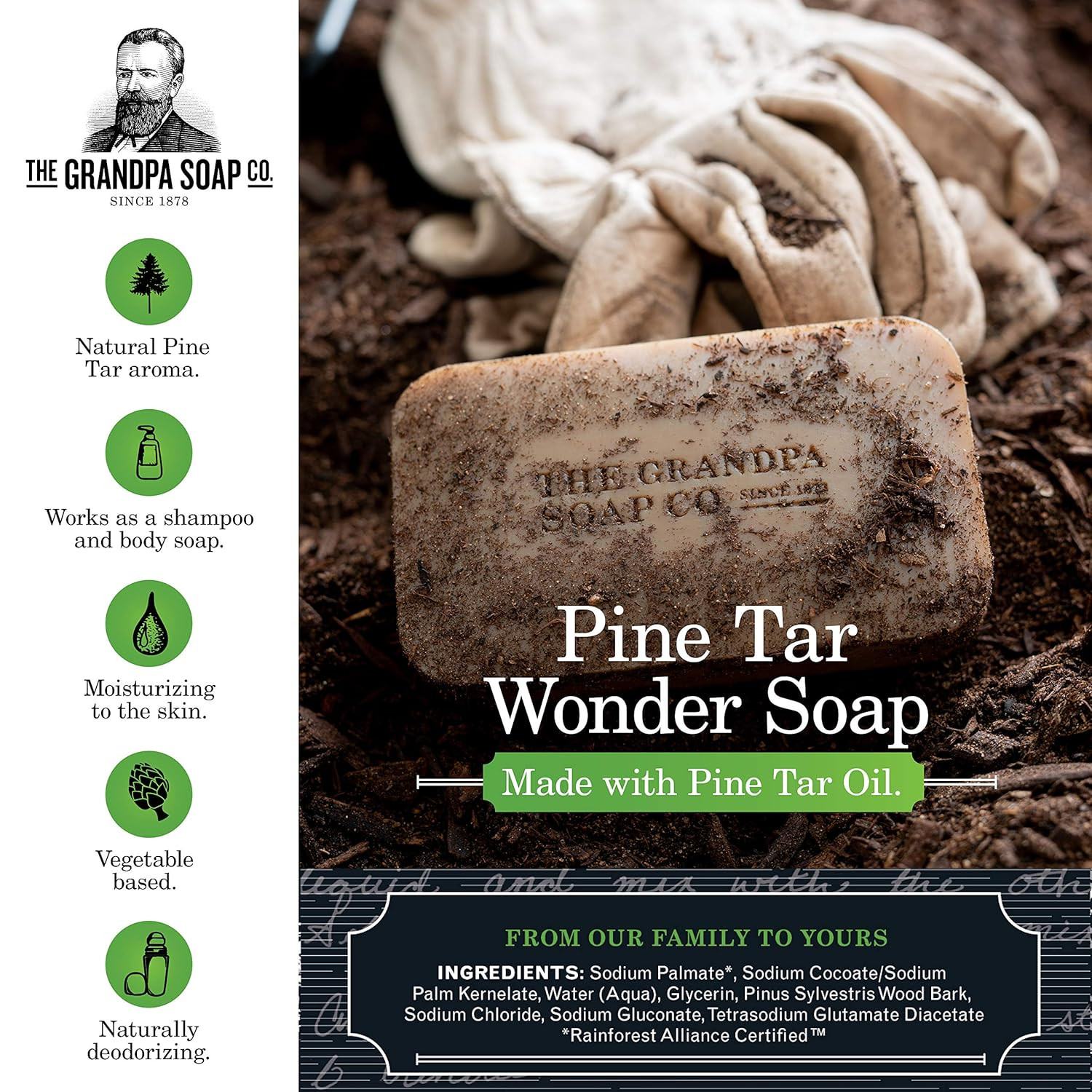 Grandpa’s Pine Tar Soap Medium Size – 3.25 oz