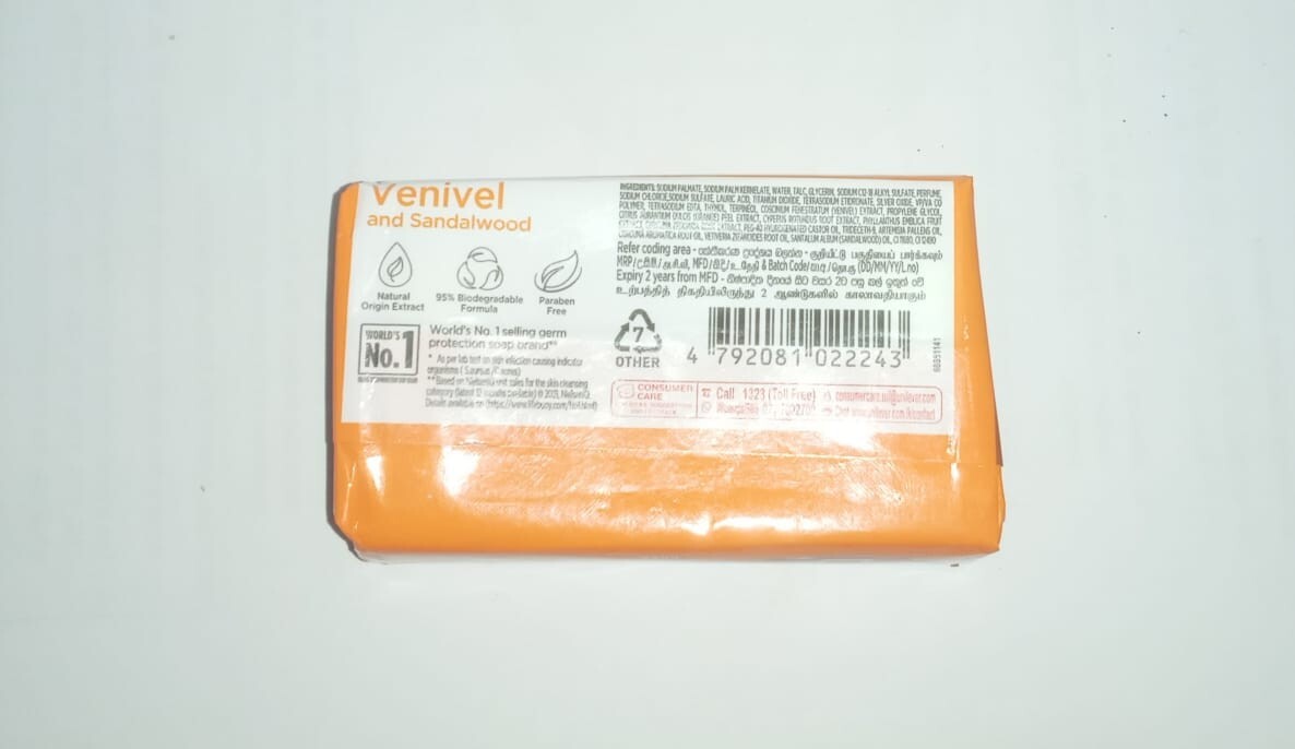 Lifebuoy Venivel and Sandalwood bar soap 100 g 100% Skin Protection Paraban Free