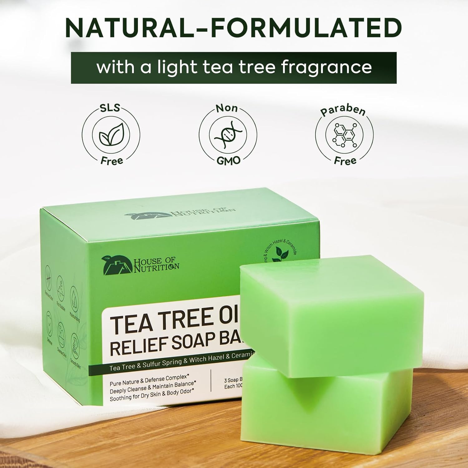 Tea Tree Soap for Itchy Skin, Natural Antifungal Soap Bar for Odor, Fungus, Ring