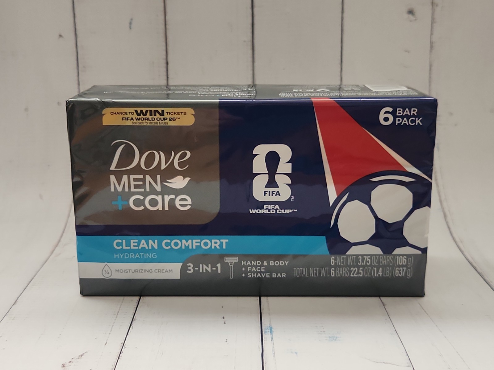 Dove Men+Care Clean Comfort 3-In-1 Cleanser Body, Face & Shaving 3.75 oz, 6 Bars