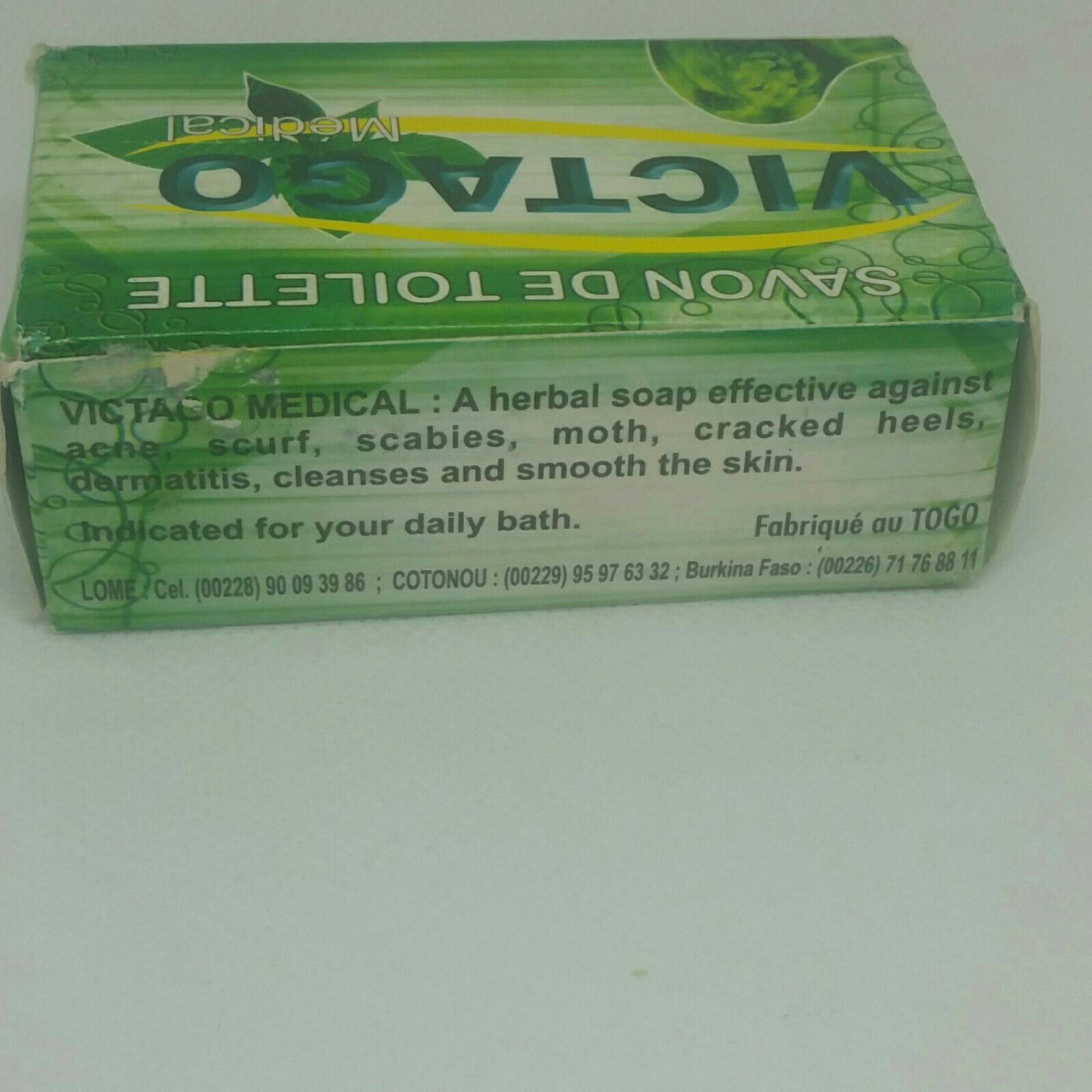 1×VICTAGO Herbal Black Soap Natural African Organic Raw Acne Cleanser 4oz