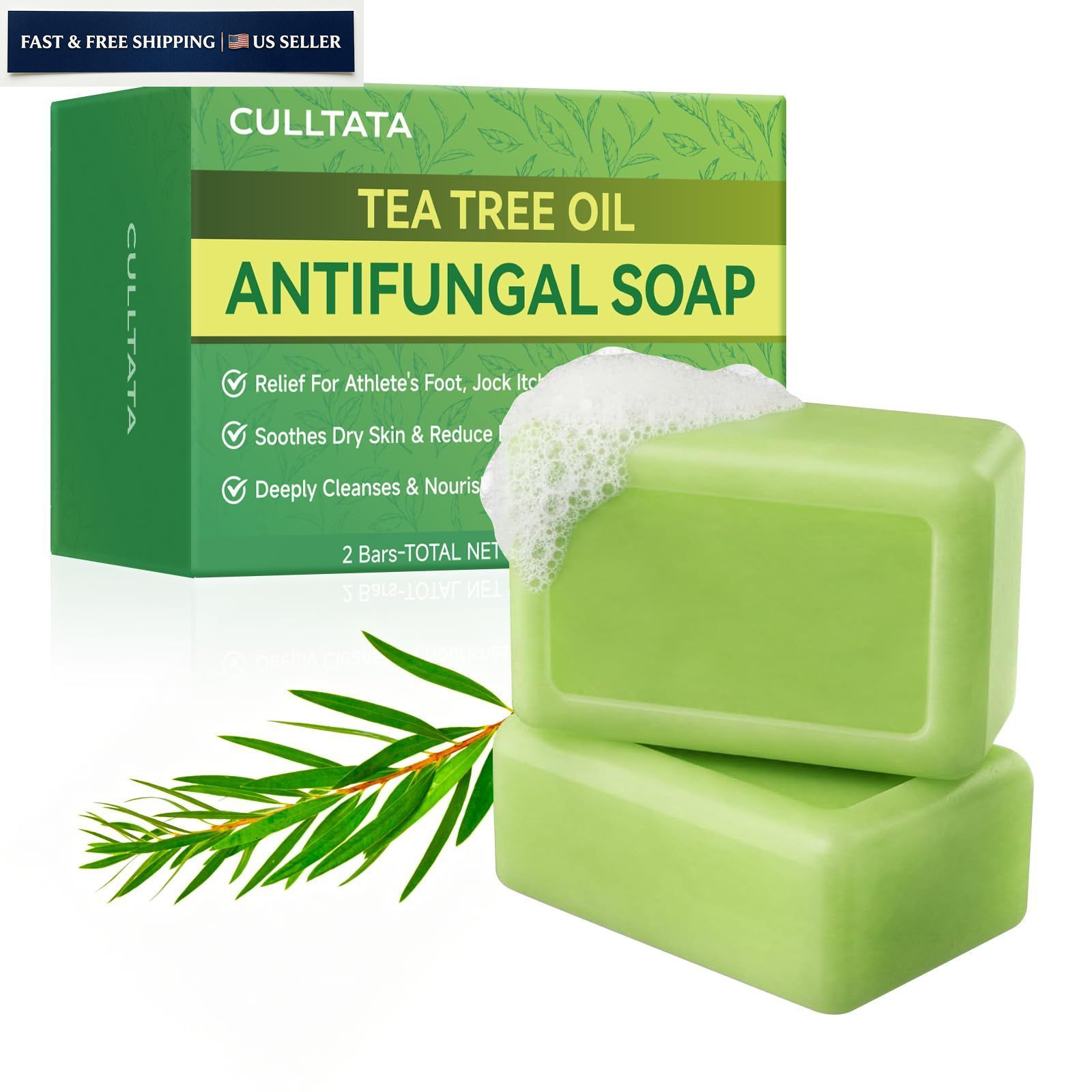 Culltata Antifungal Soap Bar for Men & Women: Tea Tree 8 Ounce (Pack of 1)