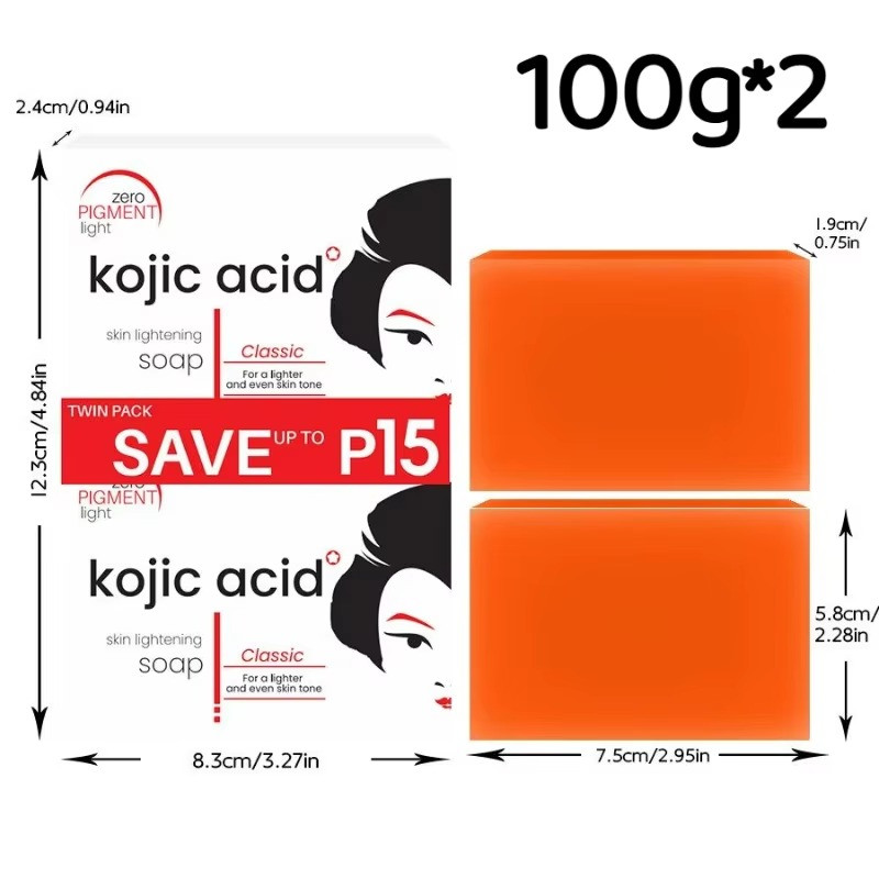 2x Kojic Acid Soap 100g Face & Body Brightening Cleansing Skin Care Bar