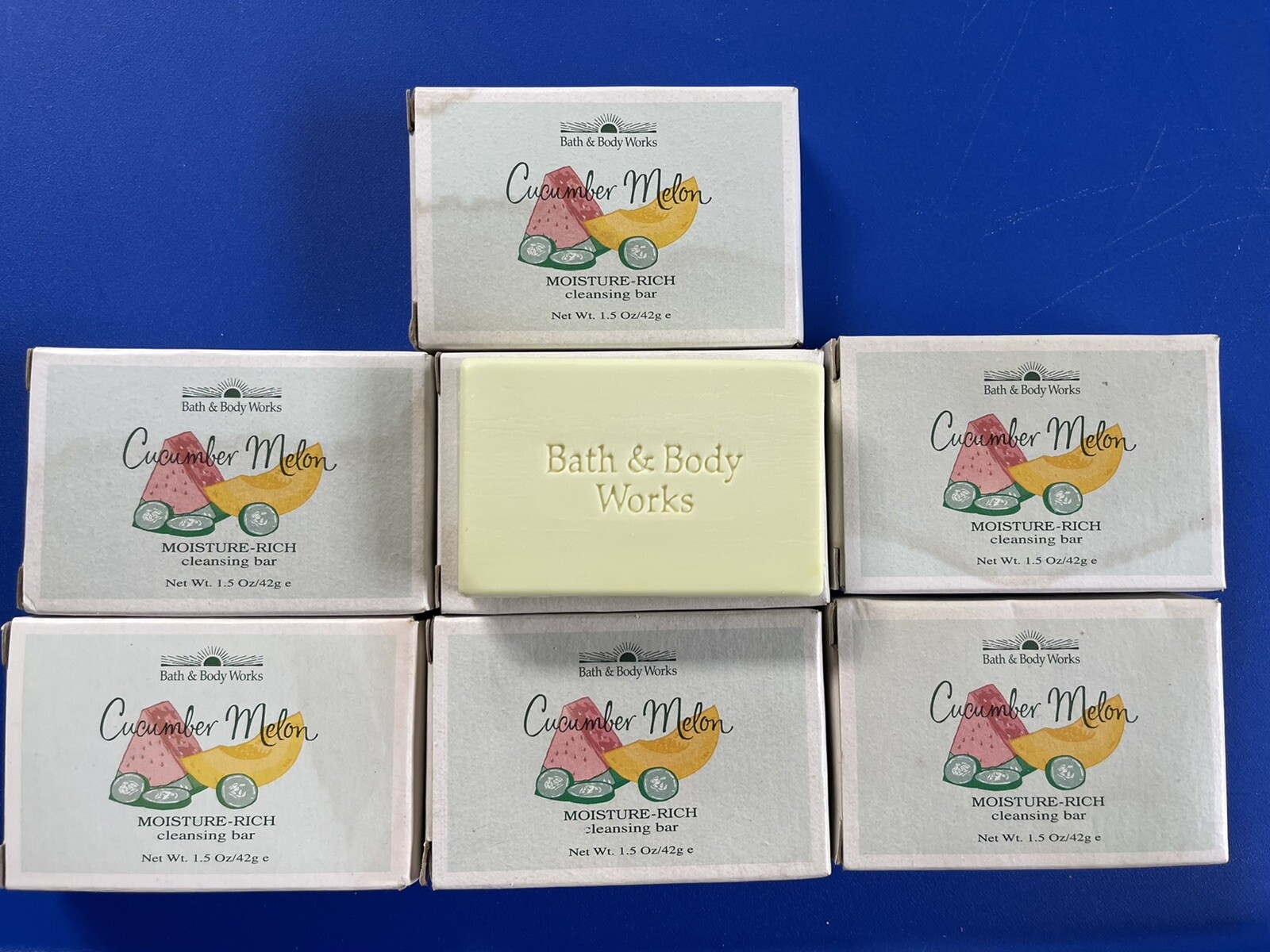Lot of 7 Bath & Body Works Cucumber Melon 1.5oz/42g Soaps Hotel Boxed Bars New
