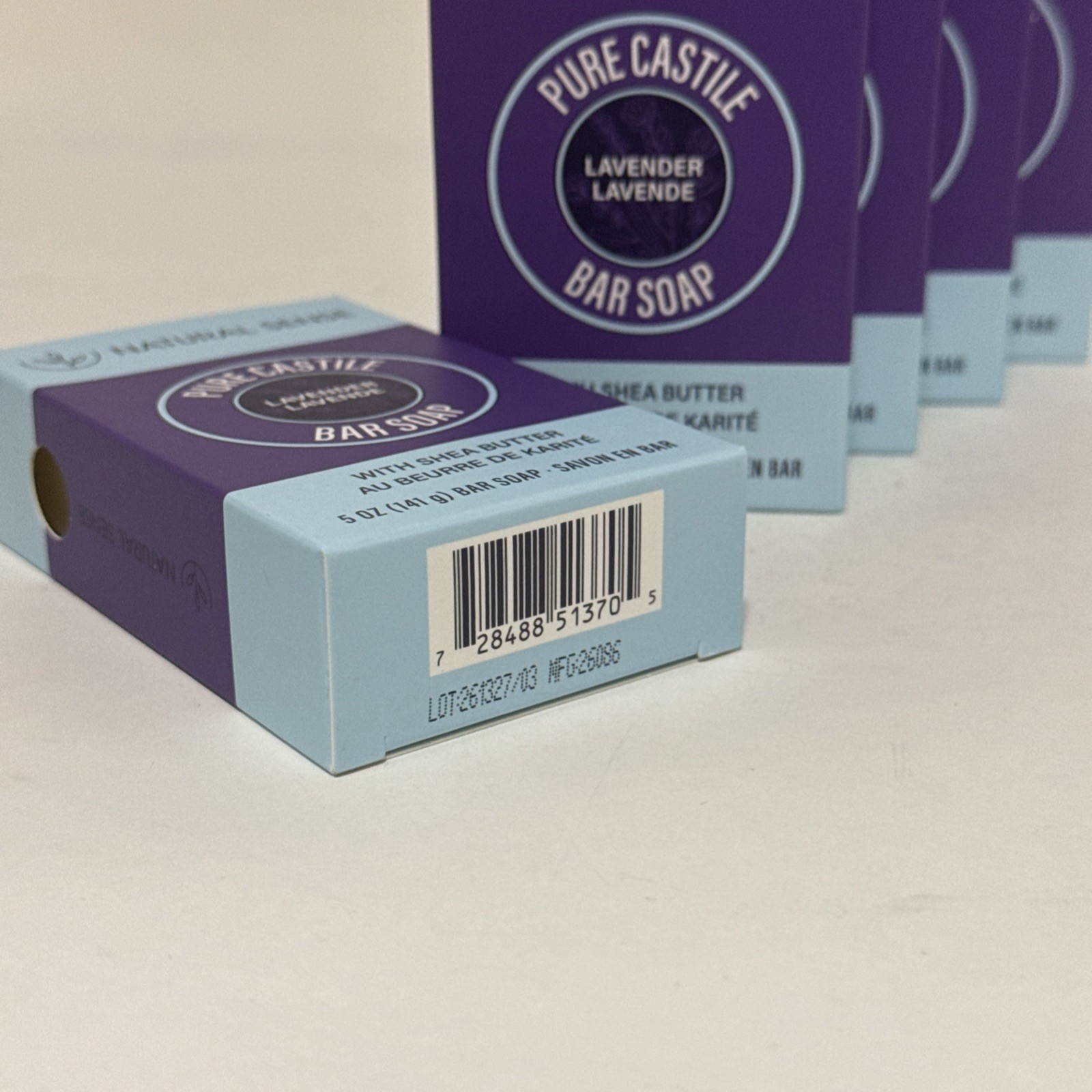 Natural Sense Pure Castile Lavender Bar Soap Plant Based 5 oz (141g) ~ 5 Pack