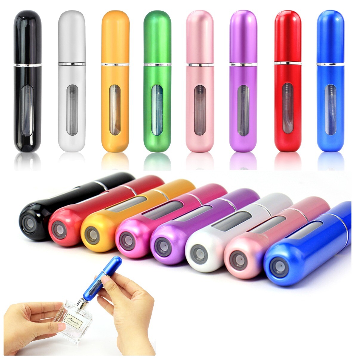 5ml Mini Refillable Perfume Atomizer Bottle for Travel Spray Scent Pump Case USA