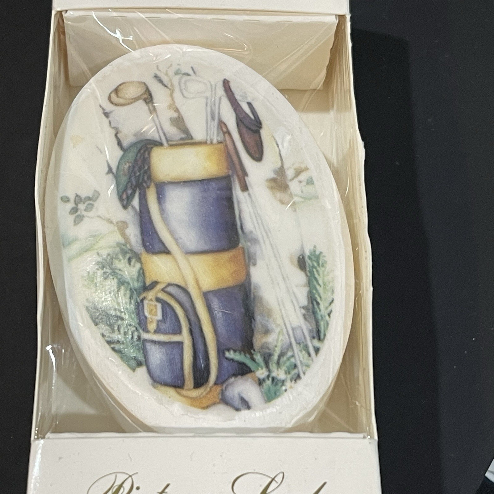 Vintage Soap Art Golf Theme Picture Soap Bar New In Box Retro Bathroom Decor