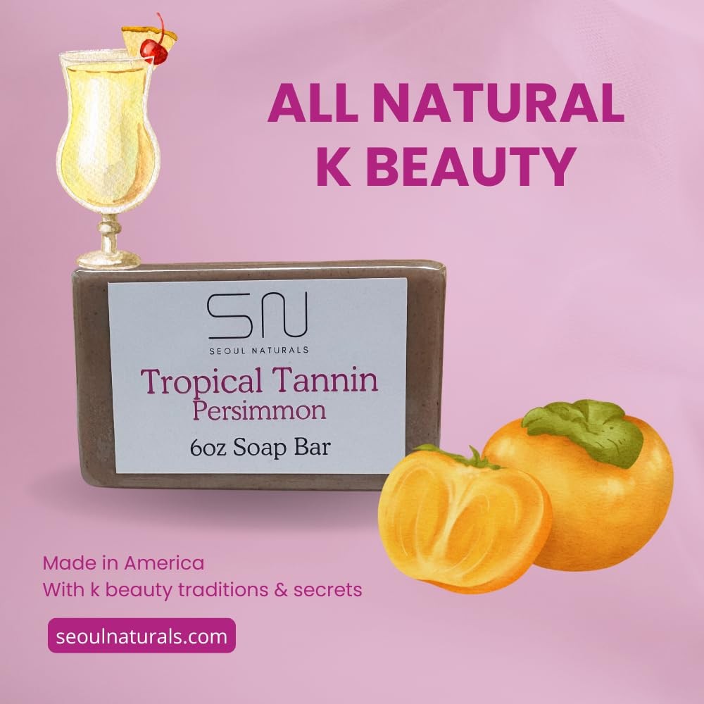 Tropical Tannin Persimmon Soap Bar, Piña Colada Scented, Nonenal Odor Neutral…