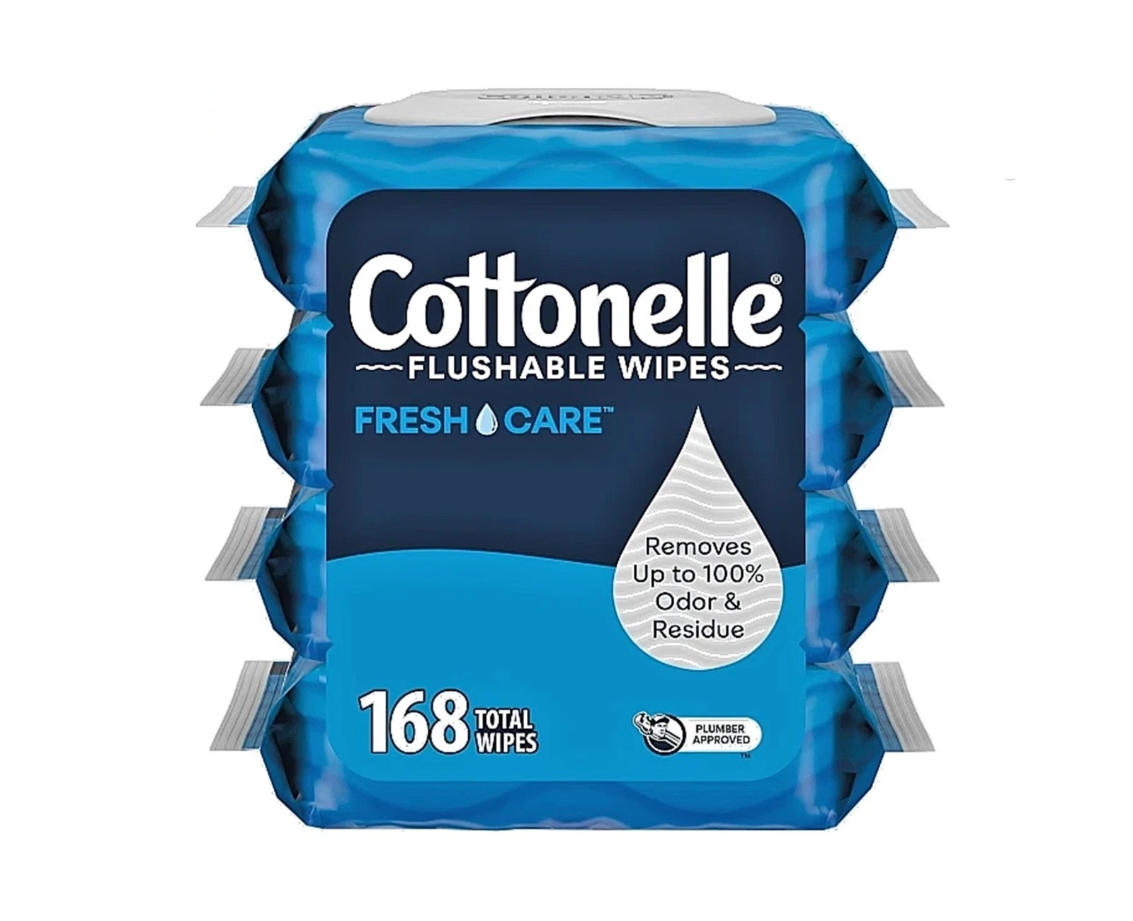 Cottonelle Fresh Care Flushable Wet Wipes, Adult Wet Wipes, 4 Flip-Top Packs, 42