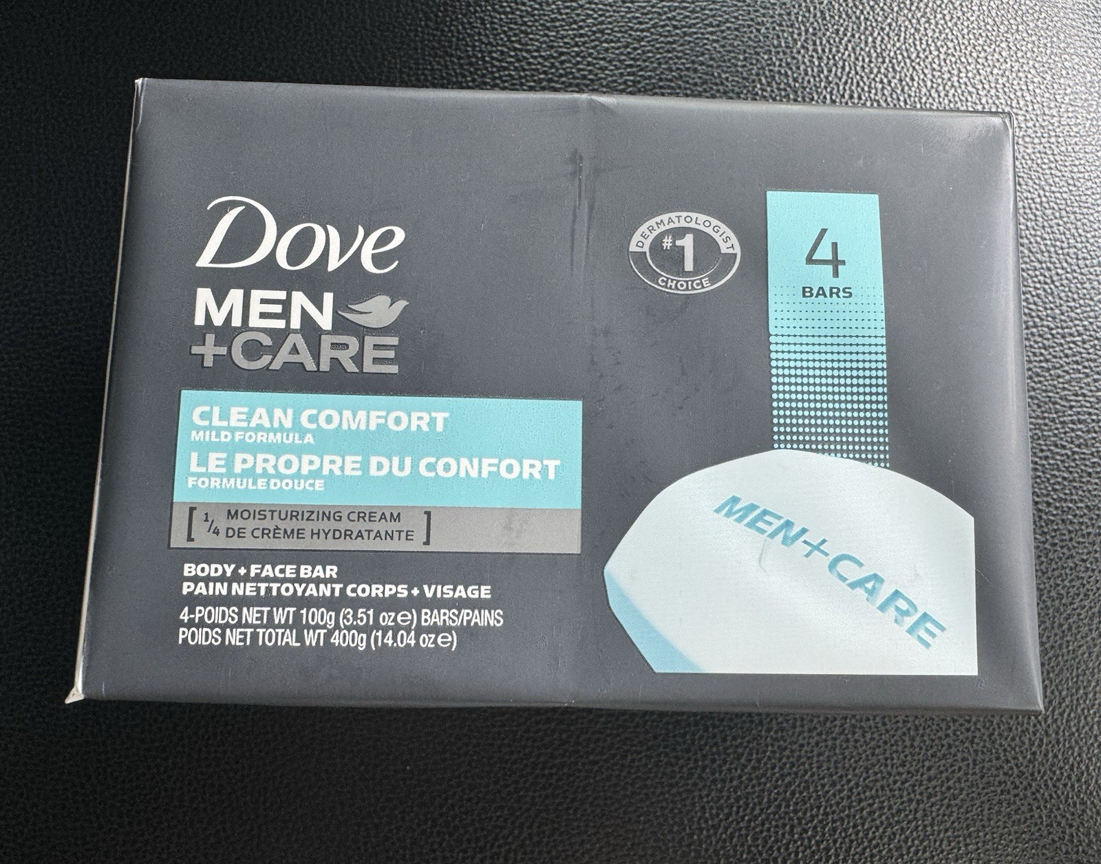 4 Bars Pack Dove Men+ Care, Body + Face Bar Soap, Clean Comfort Mild Formula