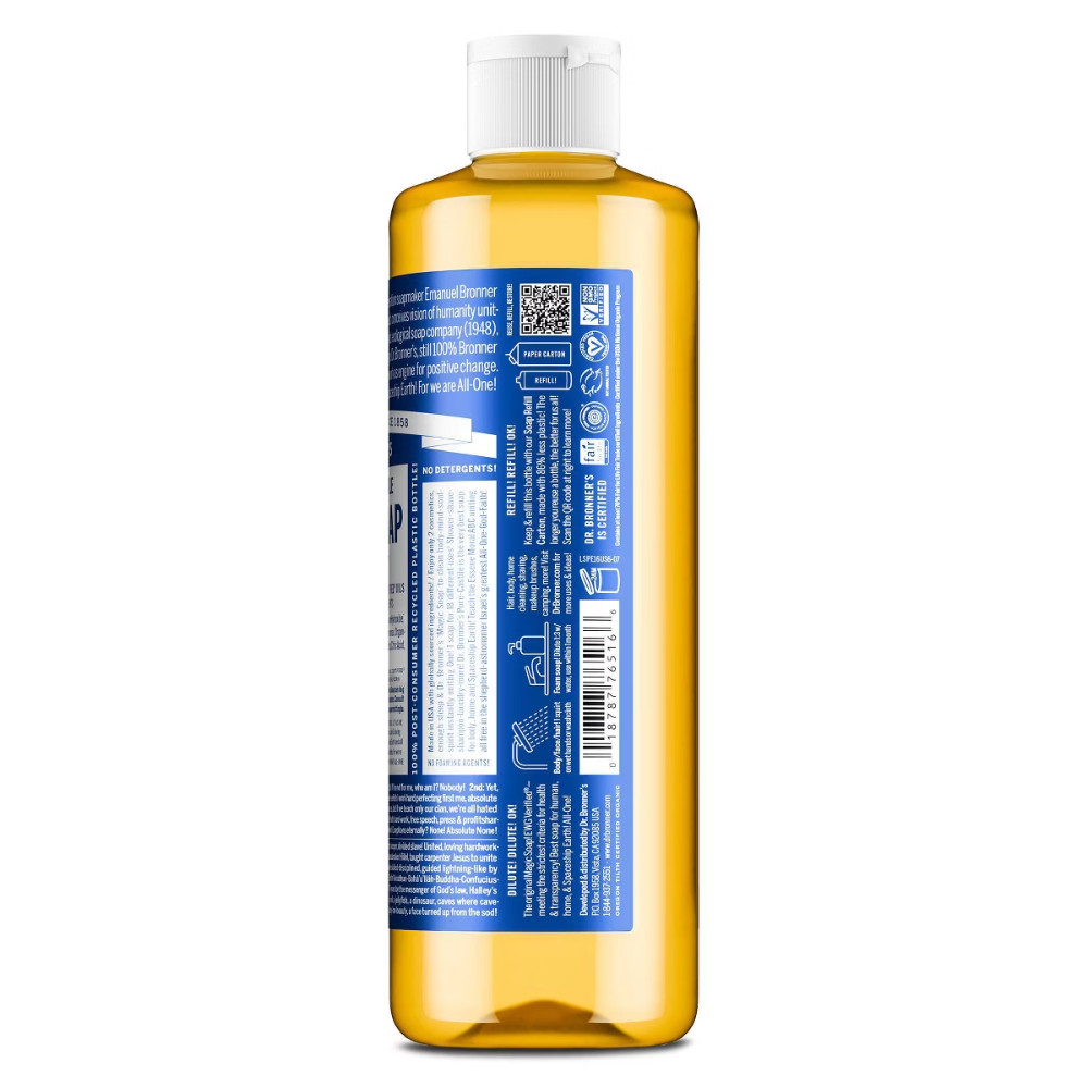 Dr. Bronners Magic Pure Castile Liquid Soap Bodywash – Peppermint – 16 fl oz