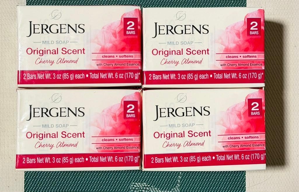 Jergens Cherry Almond Mild Soap Original Scent – 8 Bars (4x 2 Pack) – 3 Oz Each