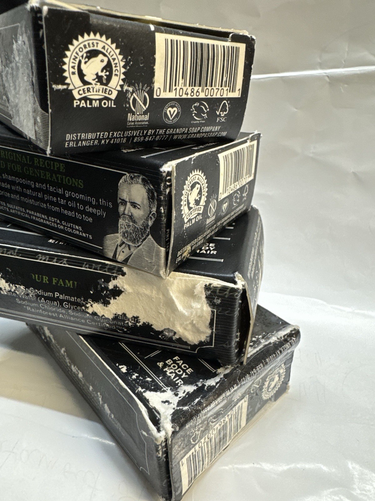 4 the grandpa soap pine tar wonder soap bar 4.25oz ea DISTRESSED BOX