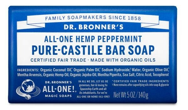 Dr. Bronner’s Organic All-One Pure-Castile Bar Soap, Peppermint – 5oz