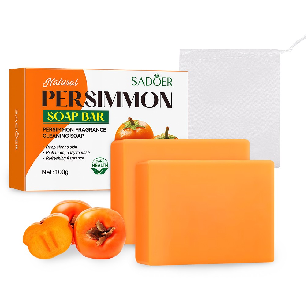 SADOER Persimmon Soap Bar Body Odor Control Deodorant Soap for Men & Women Gift