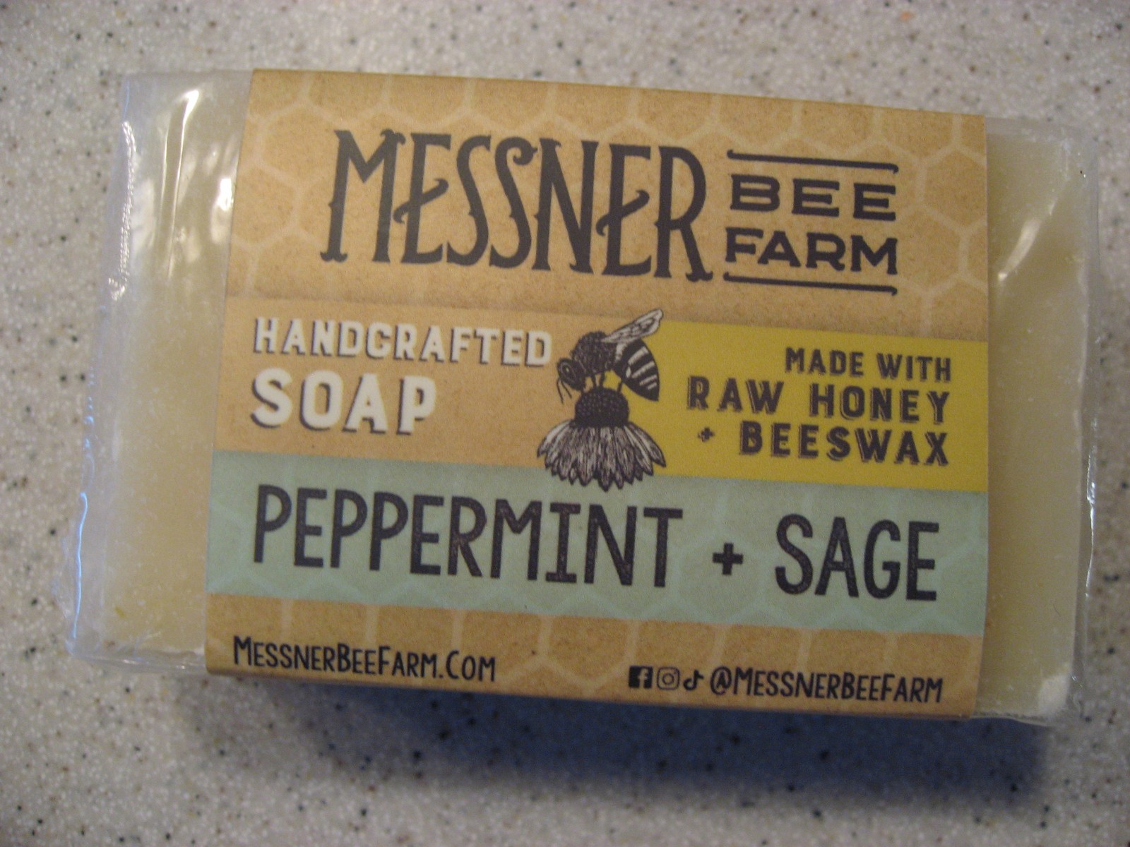 Messner Bee Farm Handcrafted Soap Made w/Raw Honey + Beeswax – Peppermint & Sage