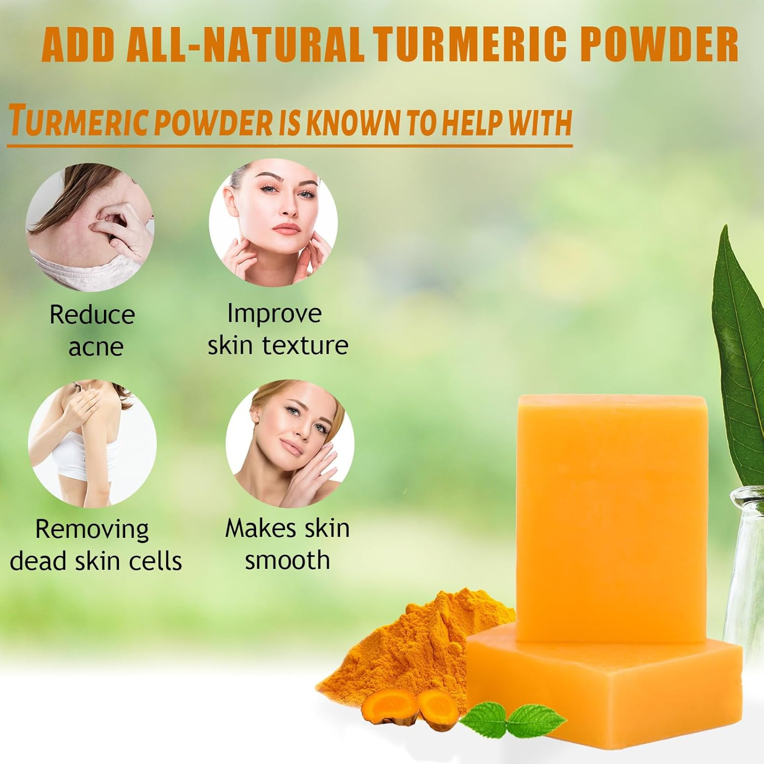 3 Pack Turmeric Soap Bar for Face & Body Cleanser, All Natural Turmeric Soap, Or