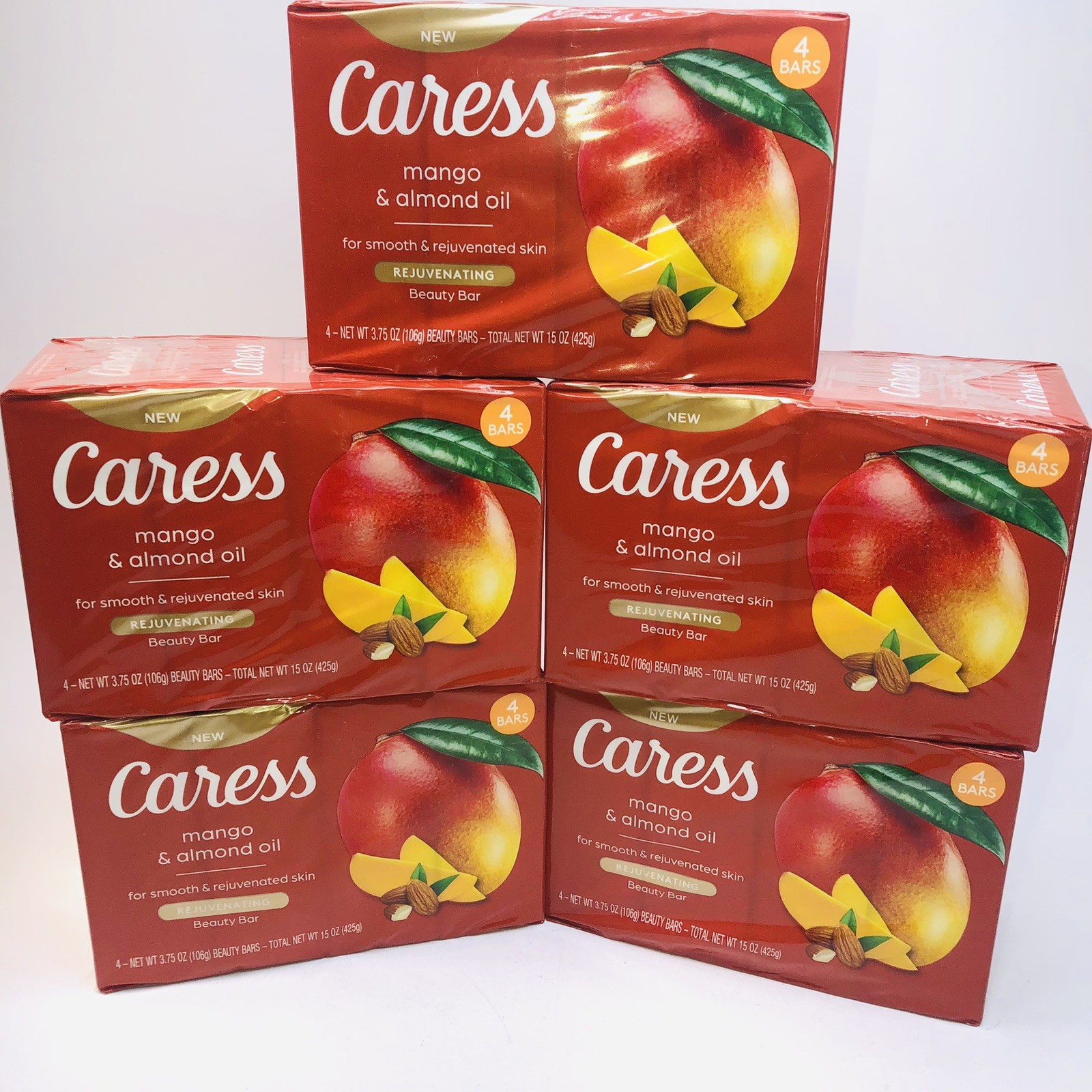 20 Caress Beauty bar soap 20 Bars Mango & Almond Scent Rejuvenating Beauty Bar