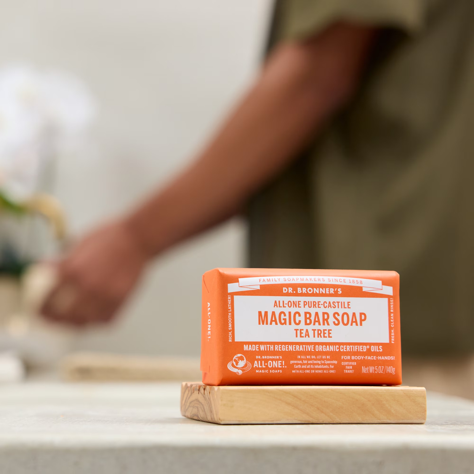 Dr Bronner’s All One Hemp Tea Tree Pure-Castile Bar Soap. 5 Oz/140g.