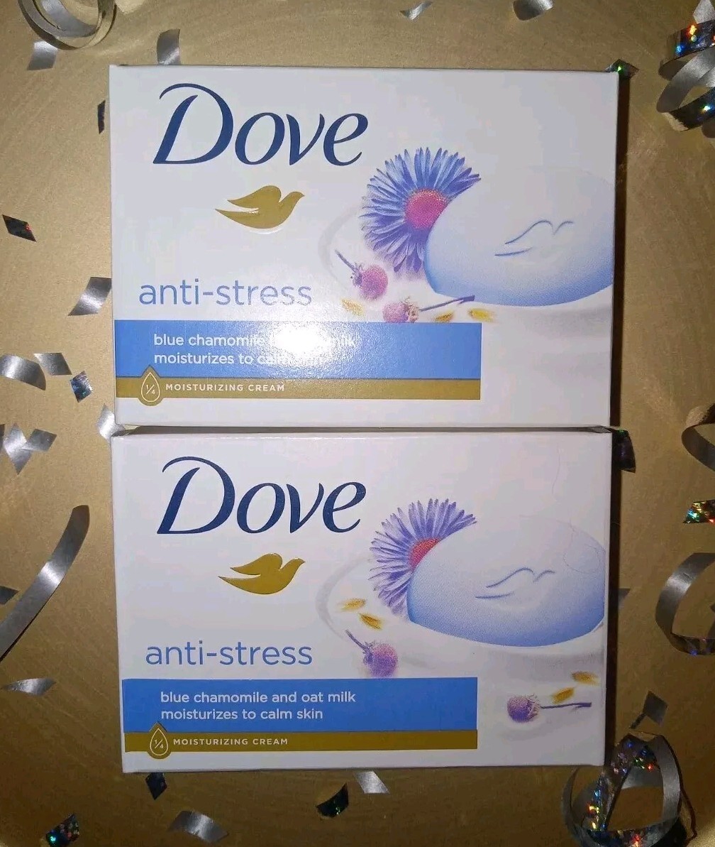 NEW! DOVE (2-BARS) 3.75 Oz. Bars ●ANTI-STRESS● Moisturizes To Calm Skin.