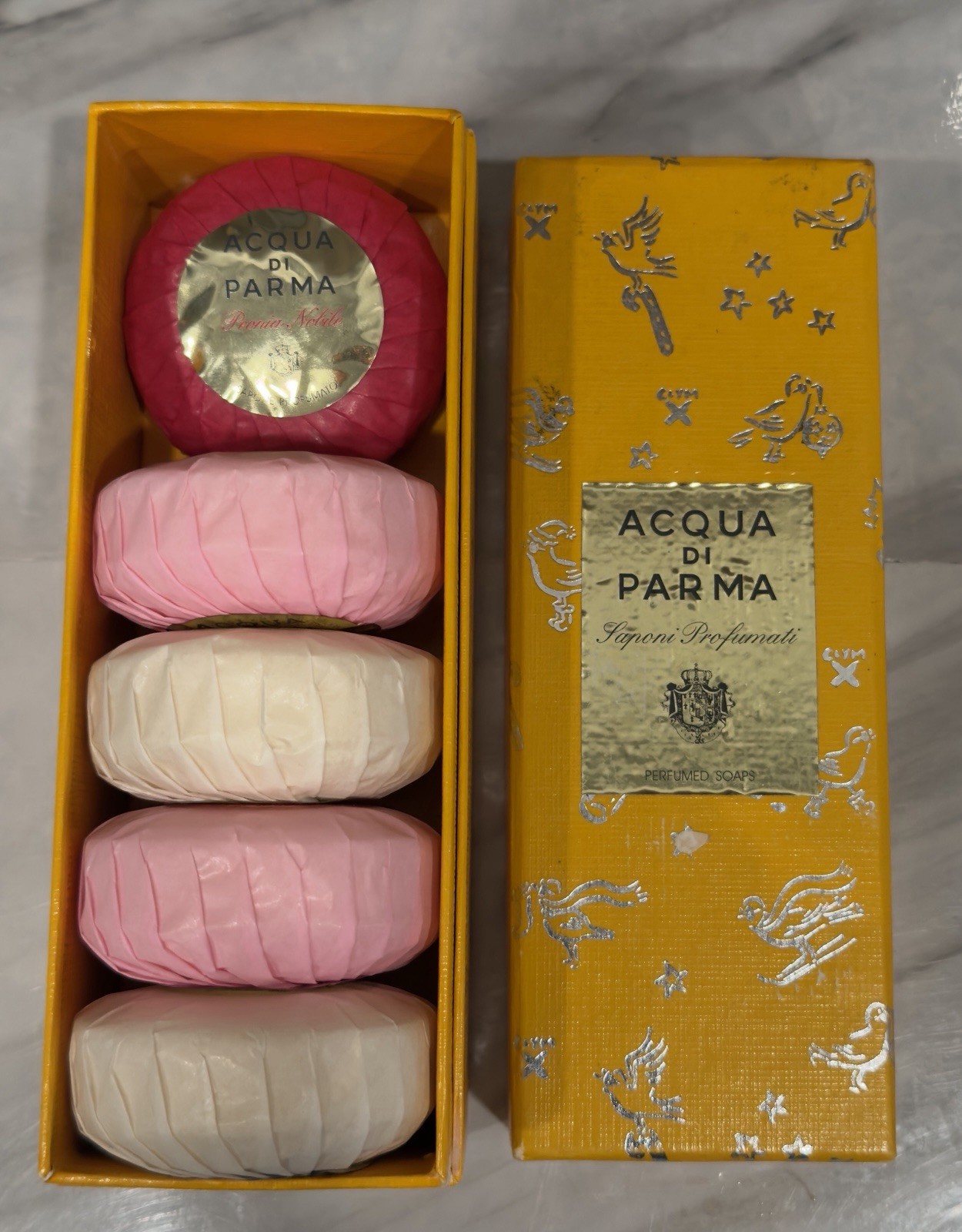 Rare Acqua di Parma 5 Pcs Le Nobili Soap Collection 2x 50g/ 1.7 oz