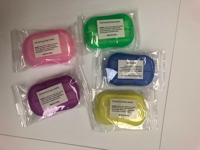 500 Super Paper Soap Sheets Portable 25-Pack Pink Blue Green Yellow Purple