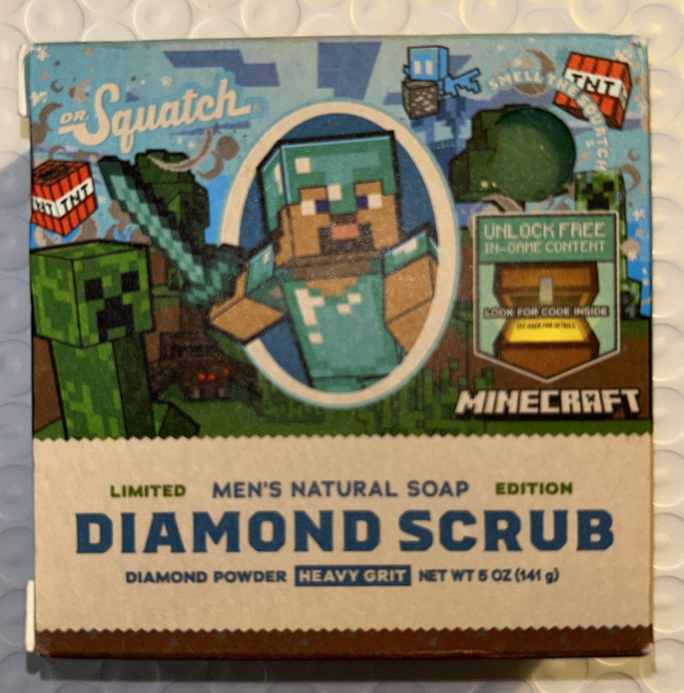 Dr. Squatch Limited Edition MINECRAFT Diamond Scrub Soap Heavy Grit 5oz