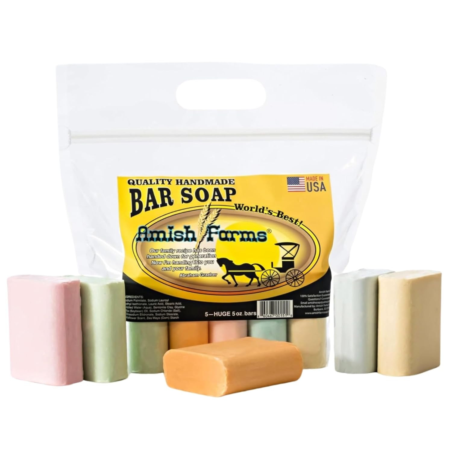 Natural Bar Soap Variety Pack, Moisturizing Soap Bars – 5 Bars