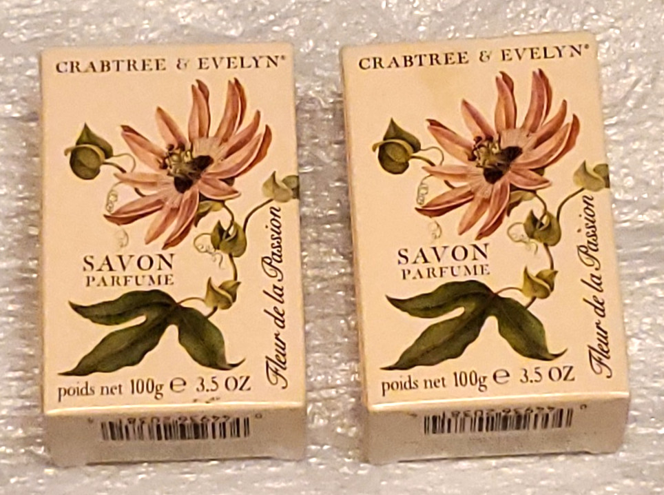 2 Bars..CRABTREE & EVELYN Passion Flower Perfumed Soap 3.5 oz.Bar NEW