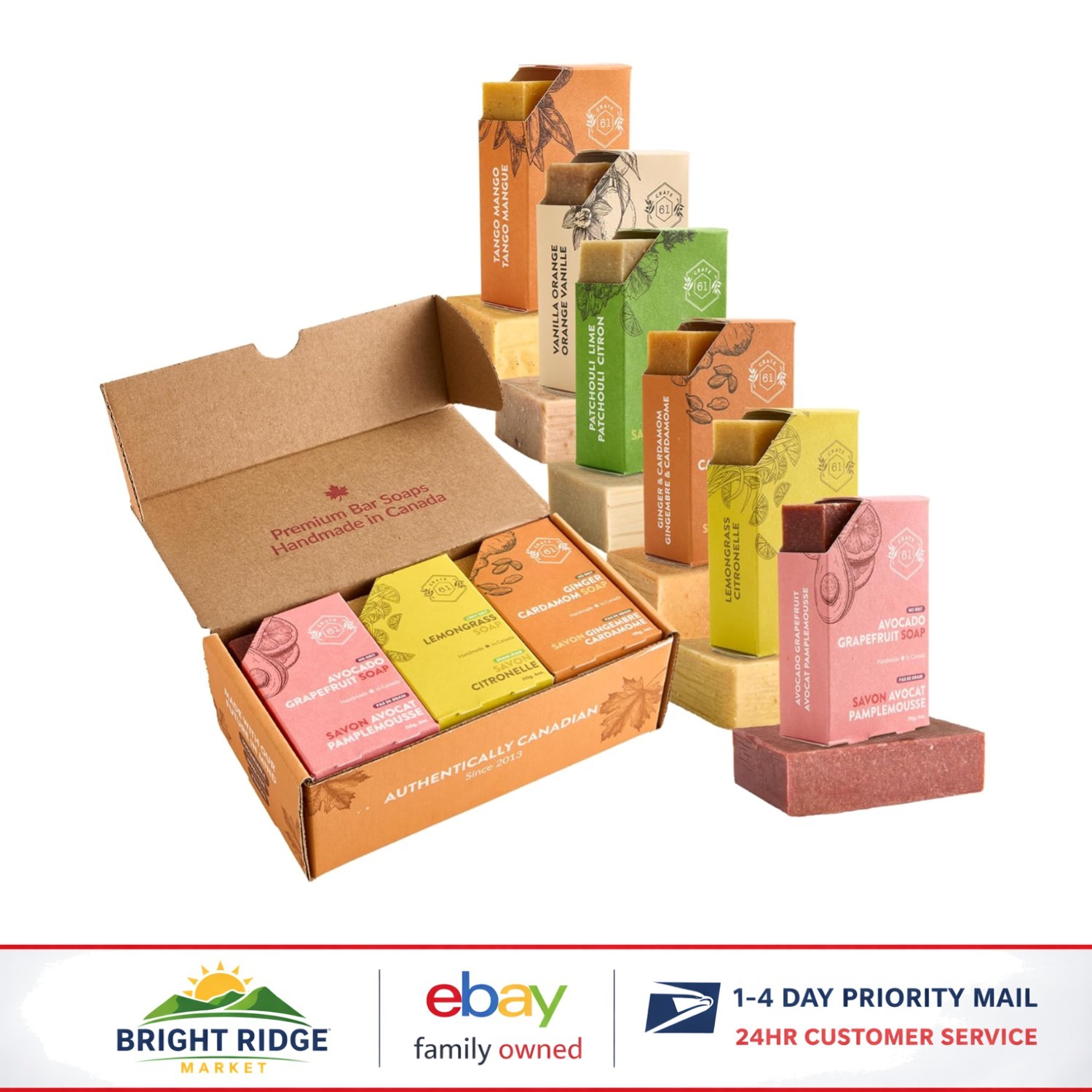 Dermatologist Tested Bar Soap Set with Natural Ingredients, 6 Citrus Scents