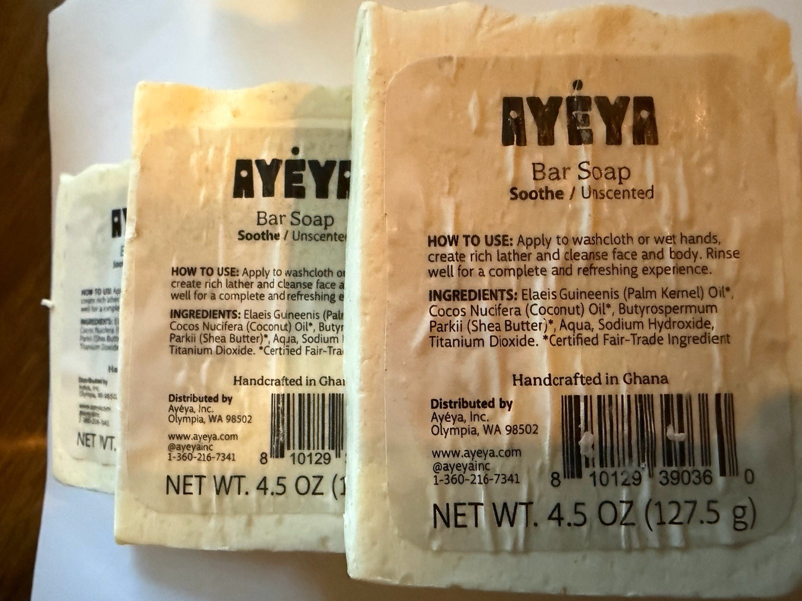 AYEYA Soothe Unscented Handmade Bar Soap, 3-Pack 4.5 oz