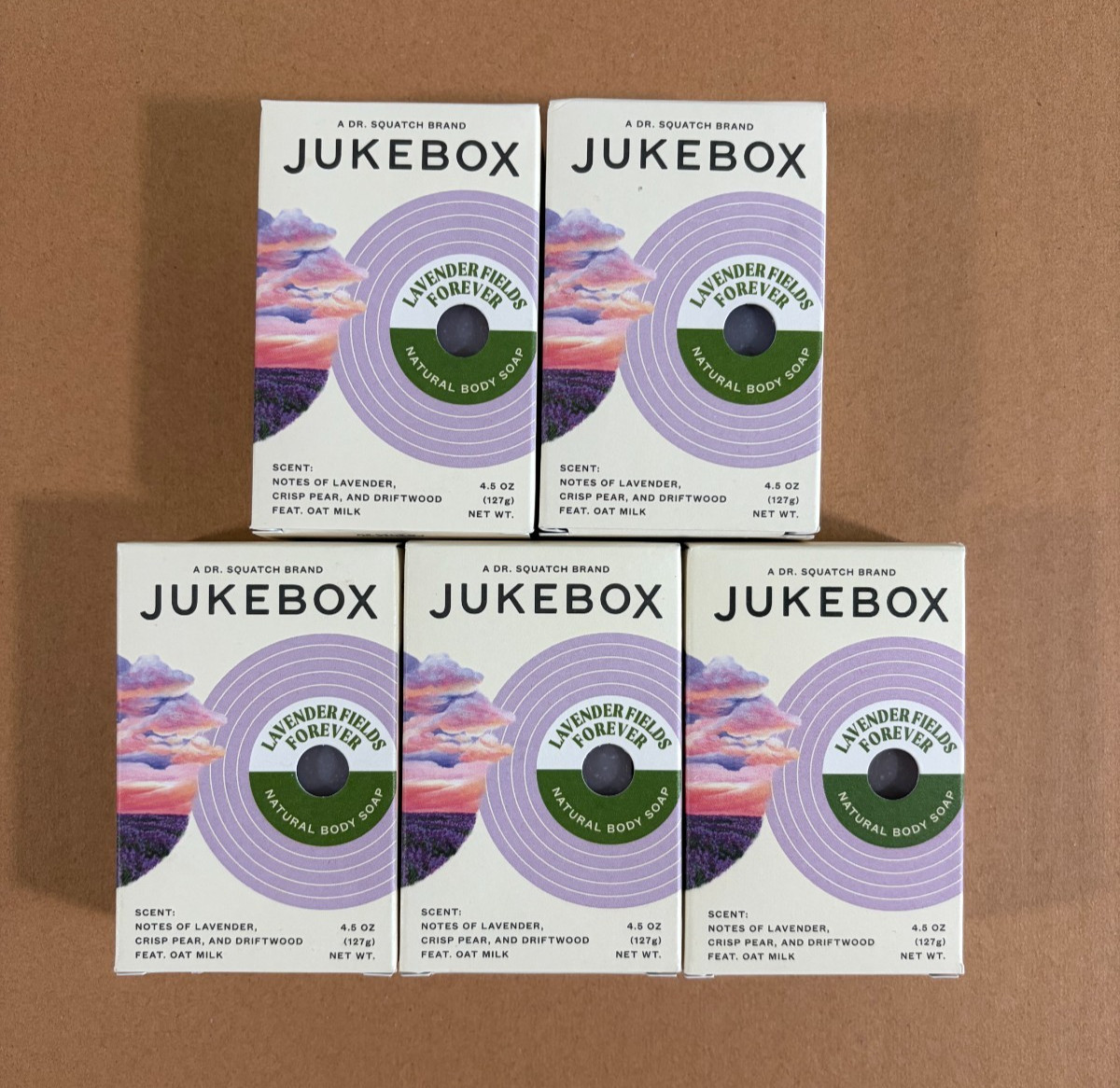 Jukebox Lavender Fields Forever Natural Bar Soap 4.5oz By Dr. Squatch- LOT OF 5