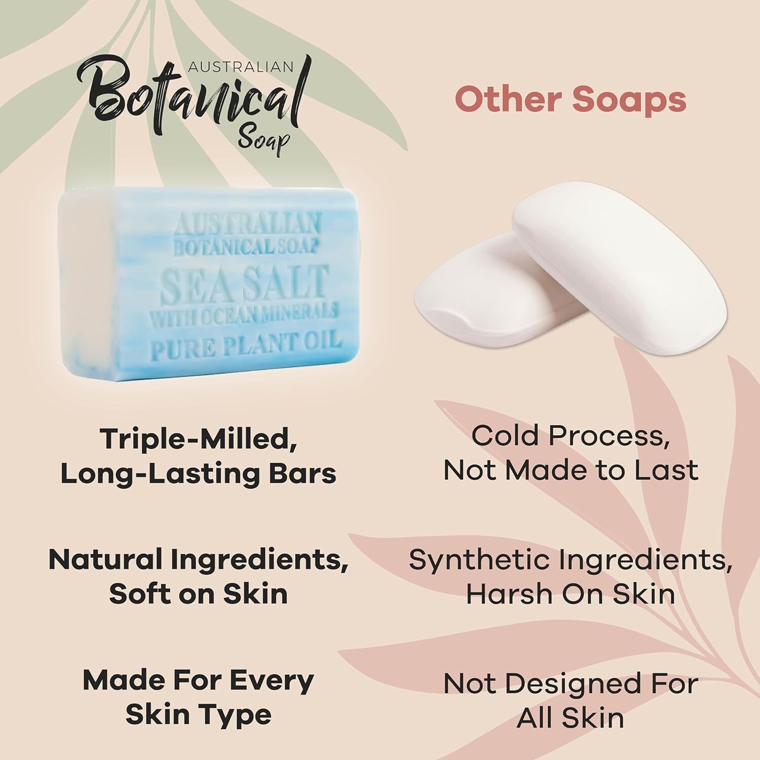 Tranquil Beach Scent Luxury Soap – 6.6 oz Sea Salt Bars with Shea Butter, 4 Pack