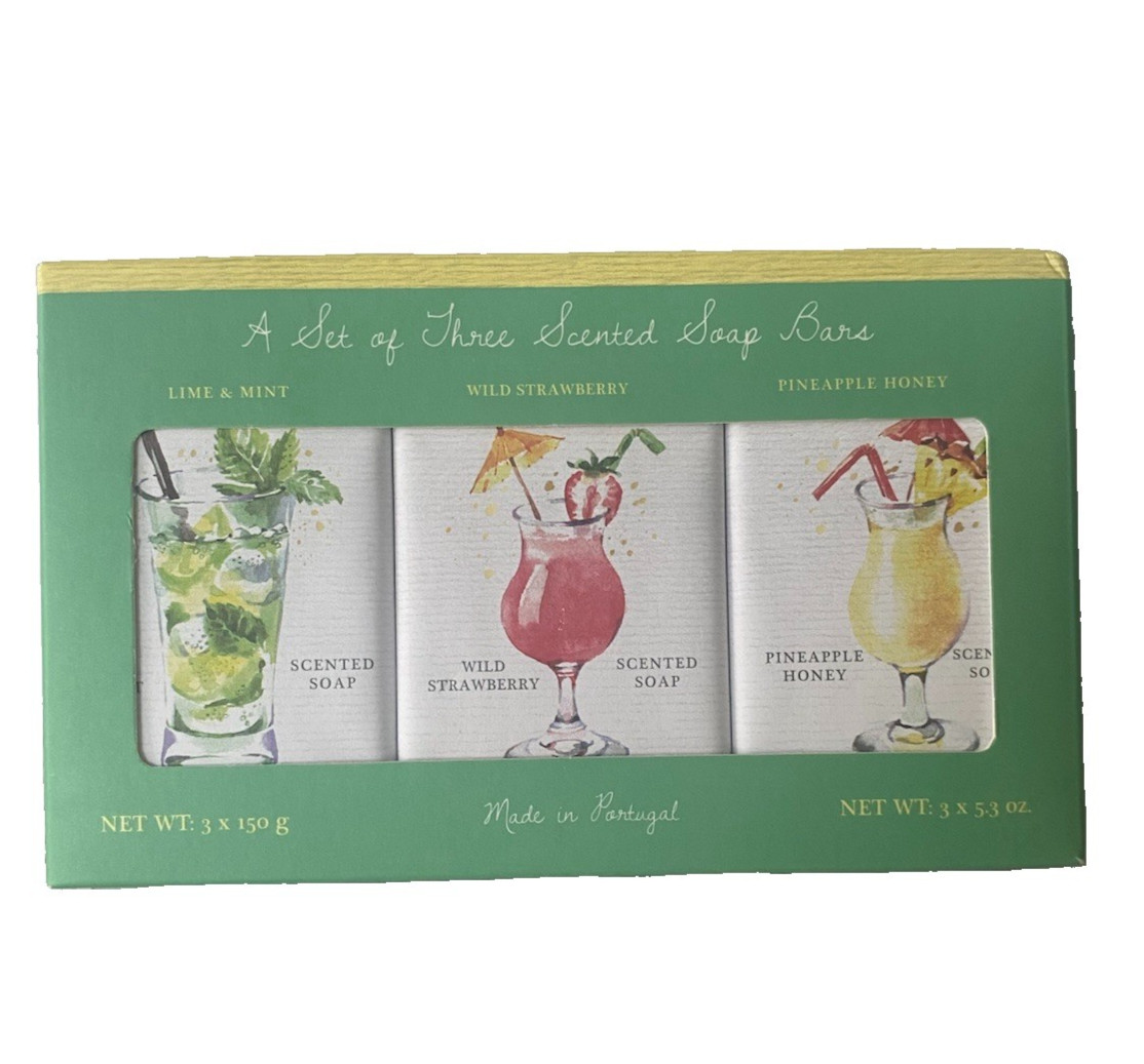 CASTELBEL Ltd. Edition Set of 3 Soap Bars Lime/Mint, Strawberry, Pineapple Honey