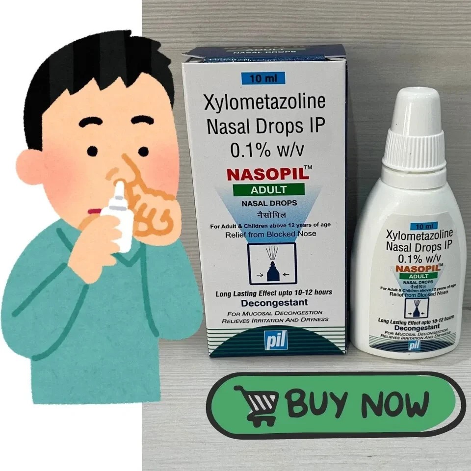 10X Nasopil Xylometazoline 0.1 Blocked Nose Relief for adult 10ml