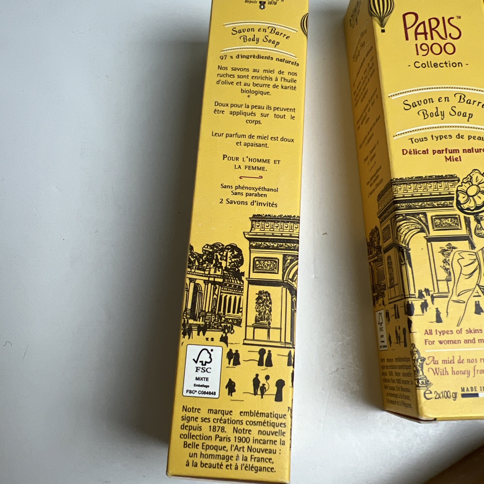 Lot Of 4 Boxes Feret Parfumeur Beauty Bar Soap Honey 2 Bars x 100 grams Each
