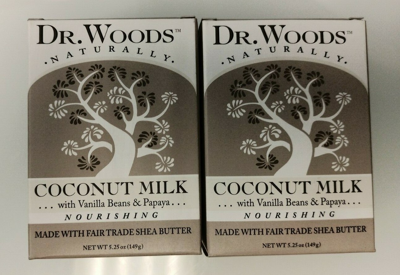 2x Dr. Woods Natural Bar Soap with Fair Trade Organic Shea Butter Coconut 5.25oz
