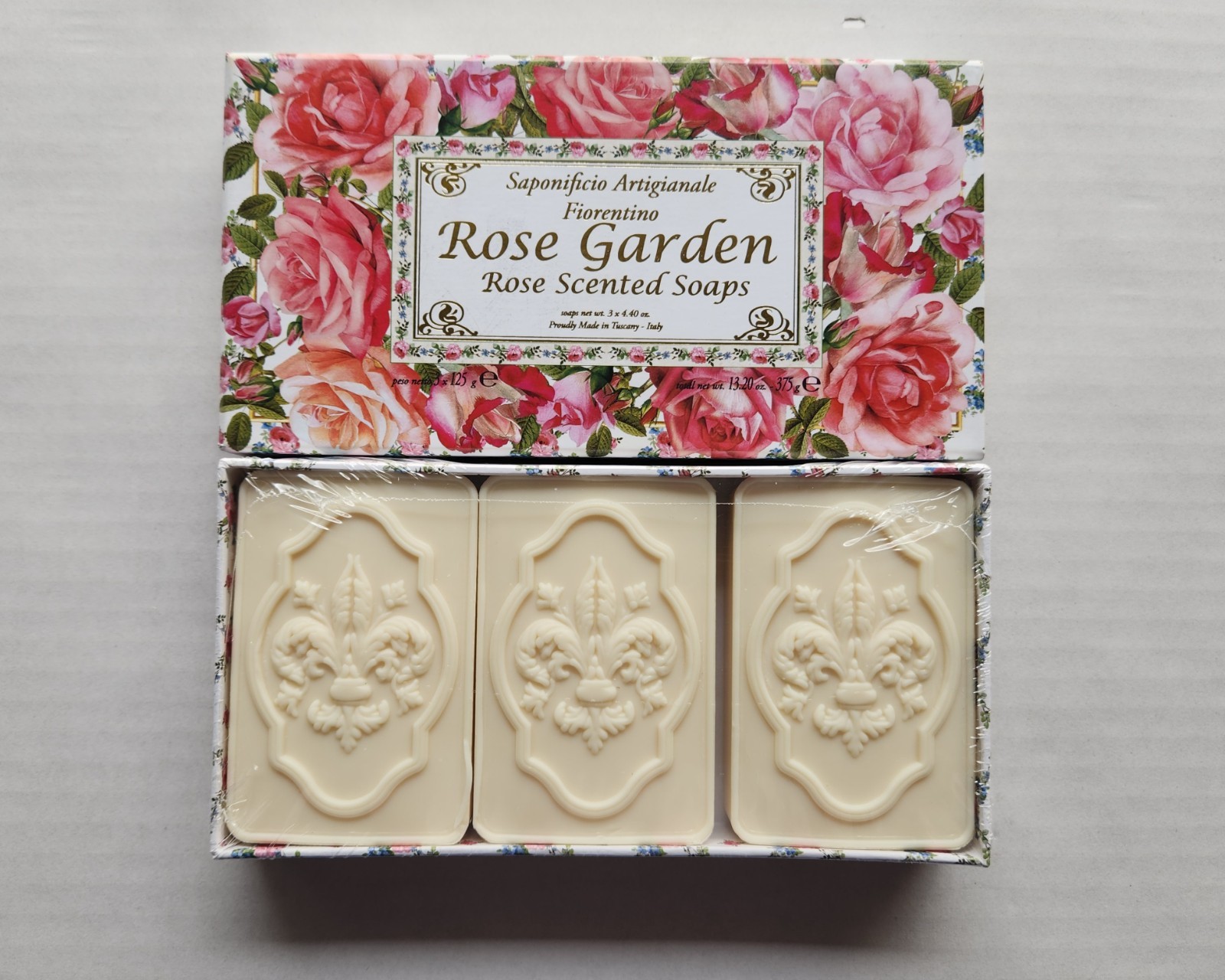 Saponificio Artigianale Fiorentino – Rose Garden Rose Scented Soaps -3 x 4.40 oz