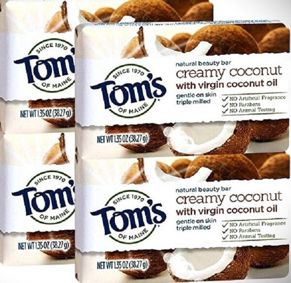 4 Bars Tom’s of Maine Creamy Coconut Soap, 1.35 oz./ea. Travel Size – NEW!