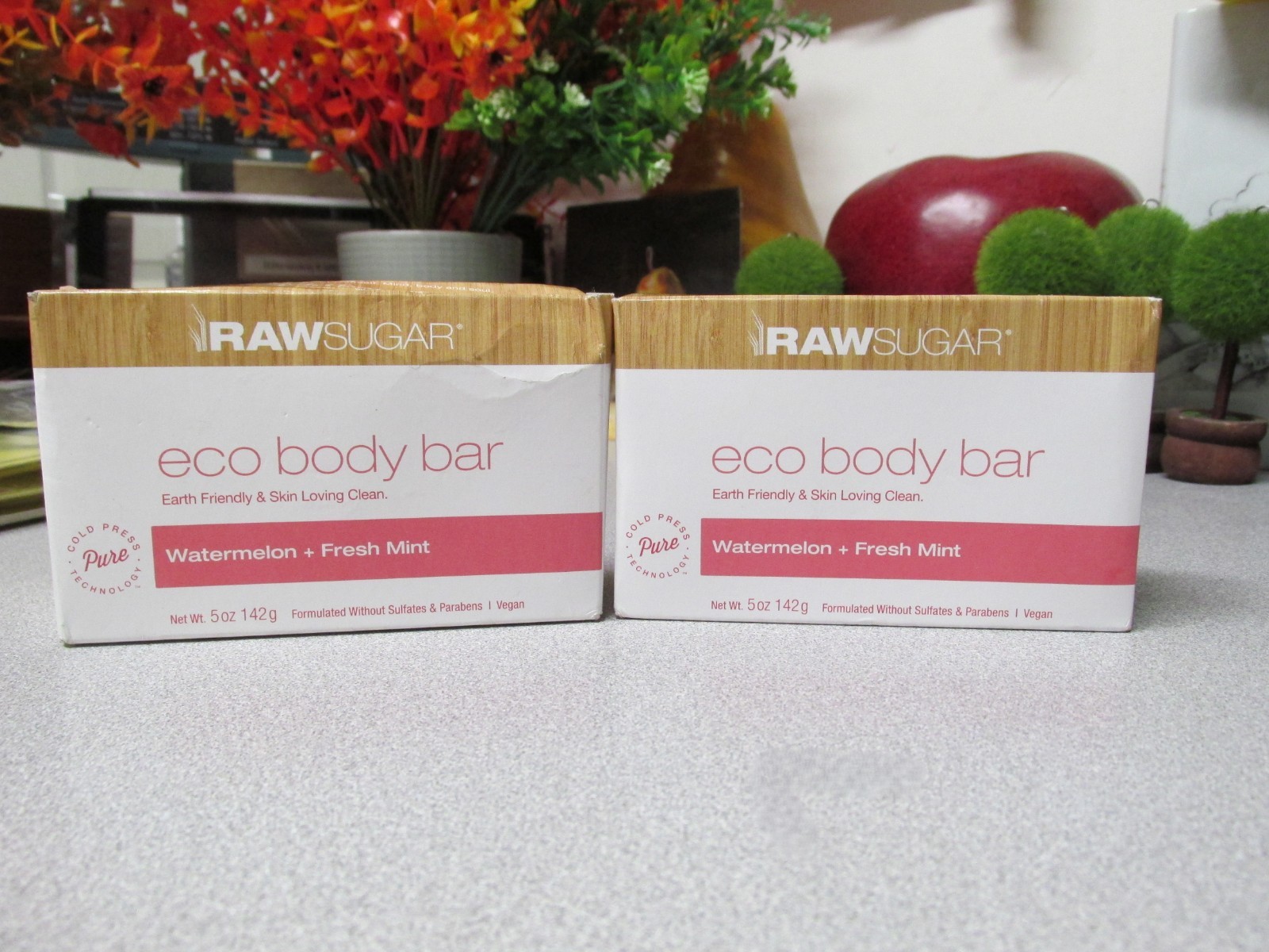 2 Raw Sugar Eco Body Bar Watermelon + Fresh Mint 5oz Vegan